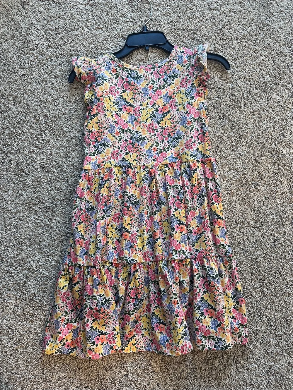 Old Navy Floral Tiered Dress - Pink, Yellow & Green